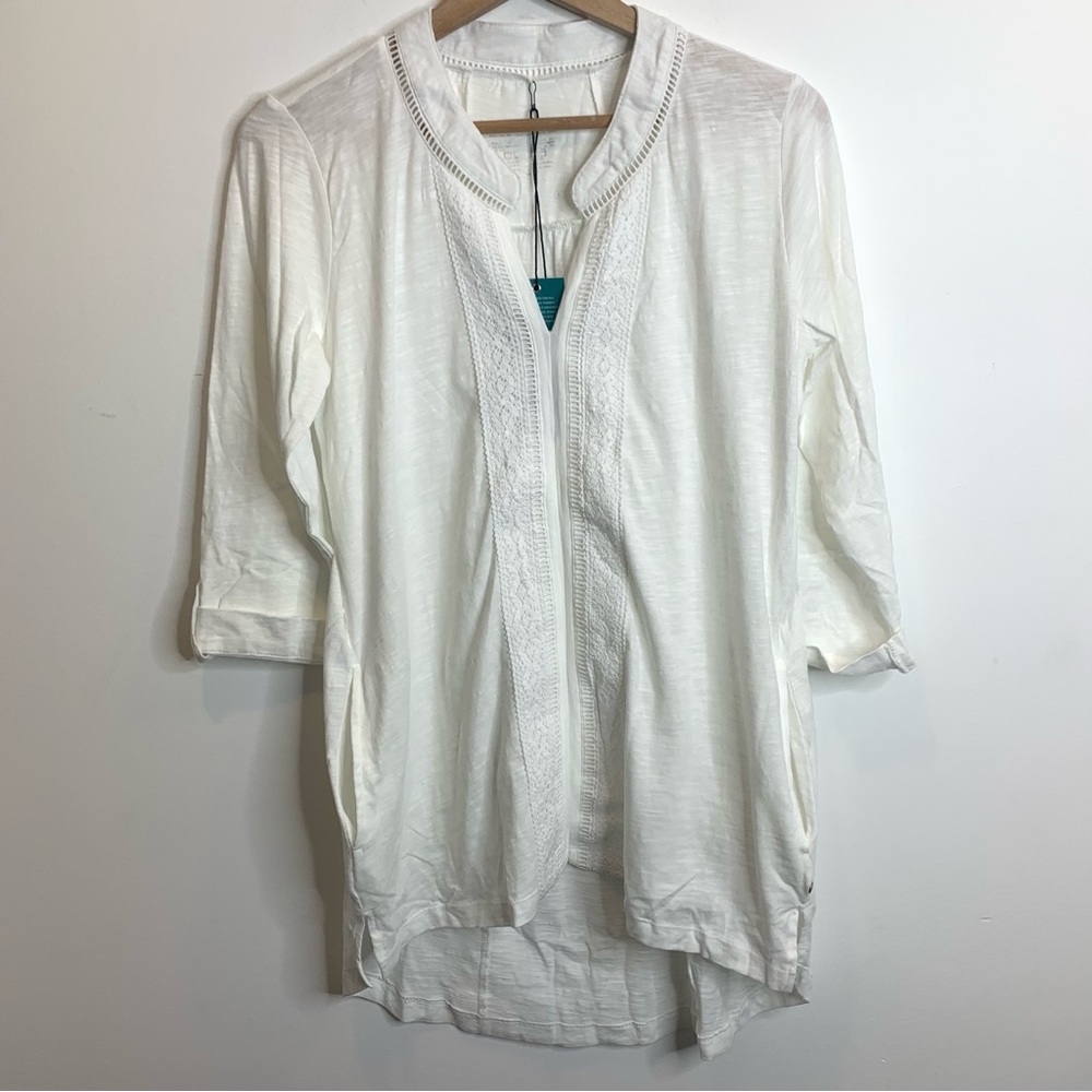 Neon Buddha Through The Looking Glass Long Sleeve Tunic Shirt- White - Picture 2 of 7